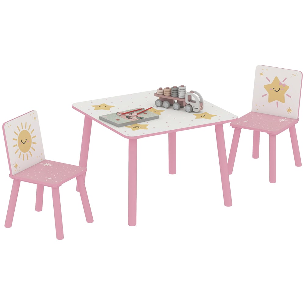 AIYAPLAY 3 Piece Pink Kids Table Set Image 2