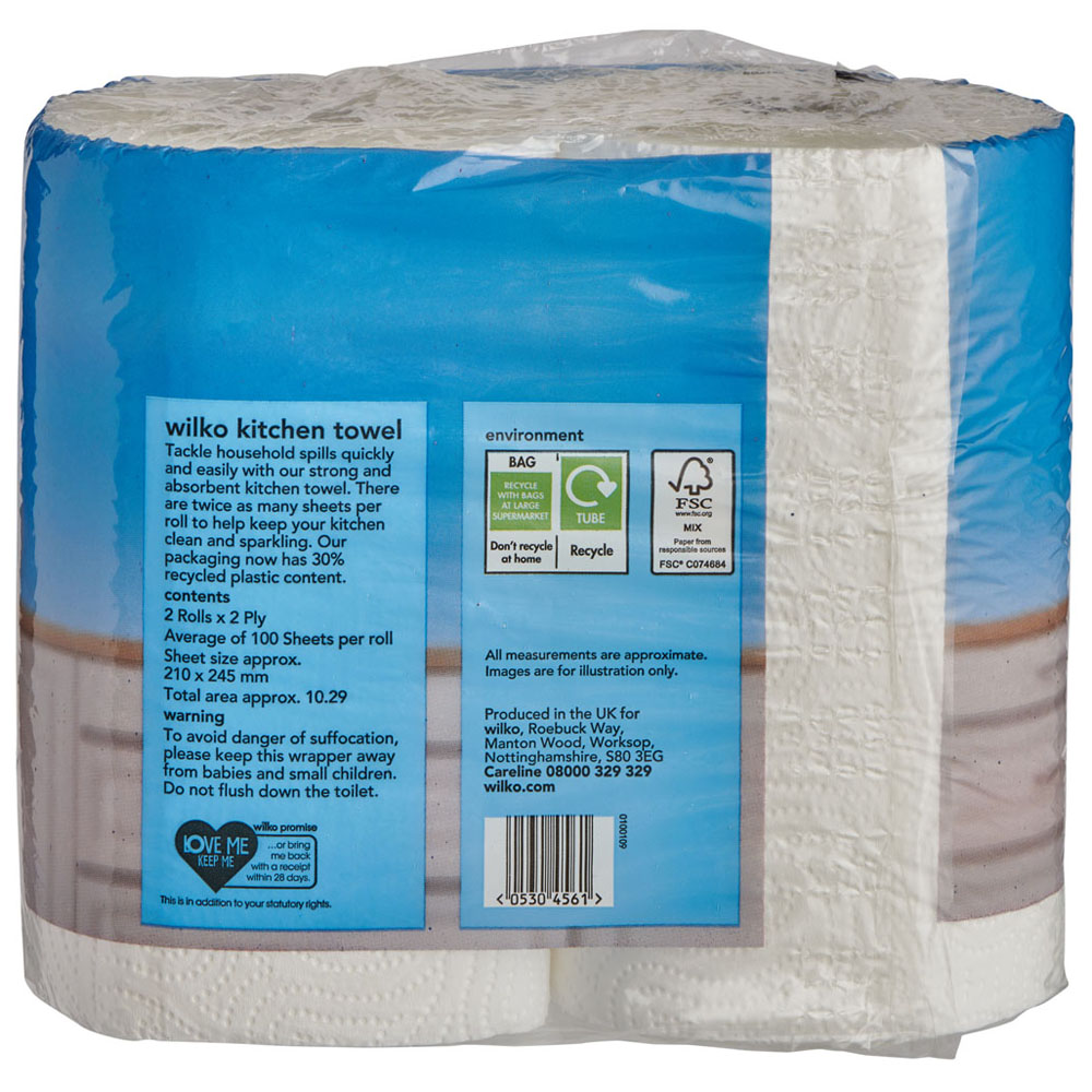 Wilko Strong and Absorbent Kitchen Towel 2 Ply Case of 6 x 2 Rolls Image 4