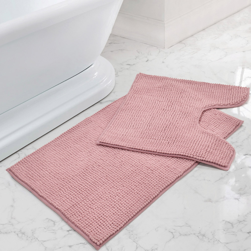 Mayfair Blush Shaggy Noodle Bath Mat 50 x 80cm Image 9