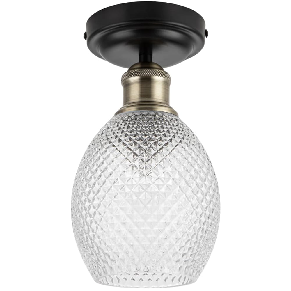 Cosylyte Auburn Matt Black Faceted Glass Flush Ceiling Light Image 1