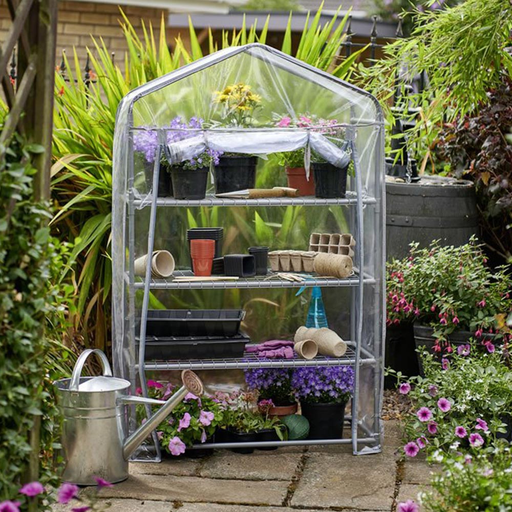 Wilko PVC 4 Tier Wide Mini Greenhouse Cover Image 2