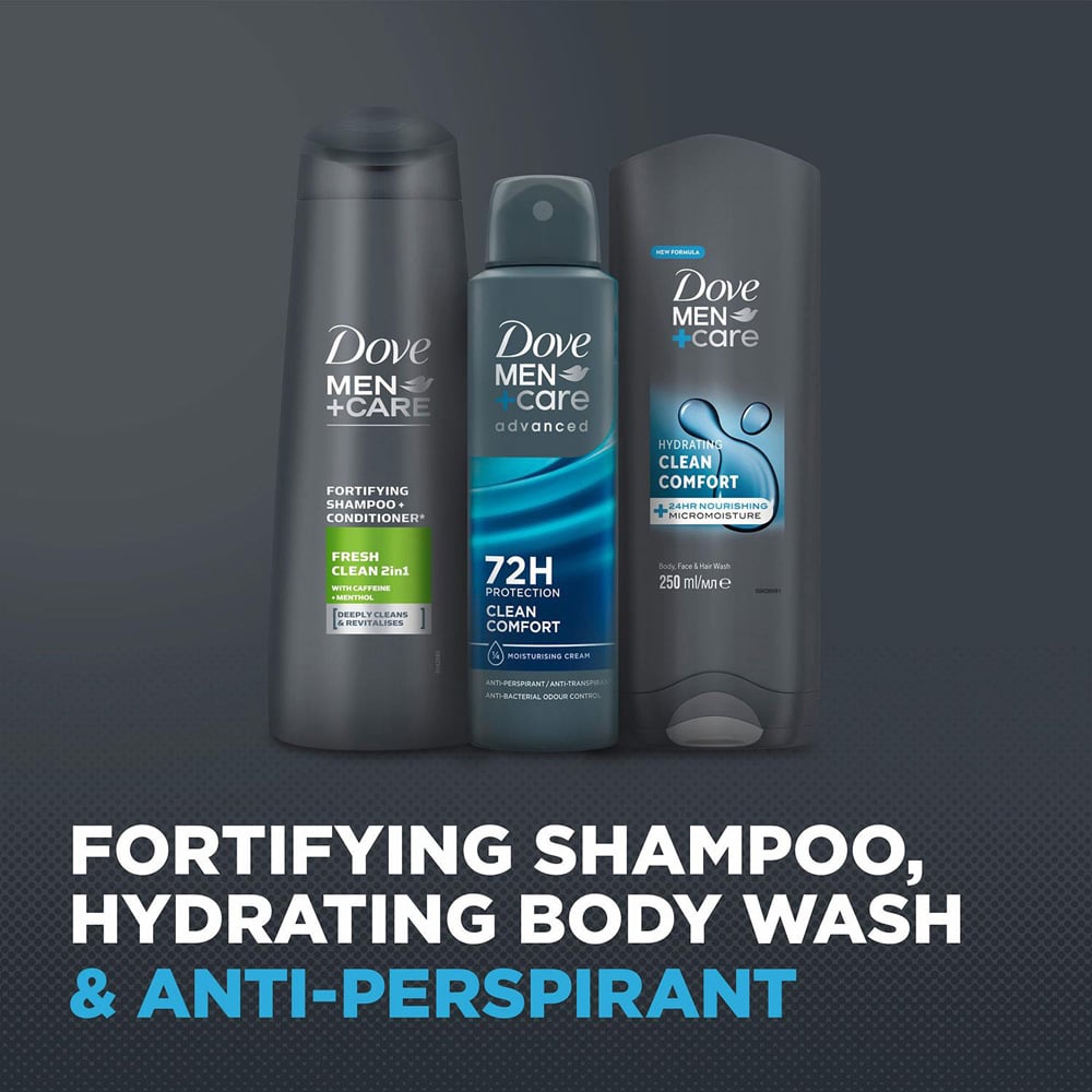Dove Men+Care Cleanse+Care Bodywash Deodorant and Shampoo Trio Gift Set 3 Pack Image 6