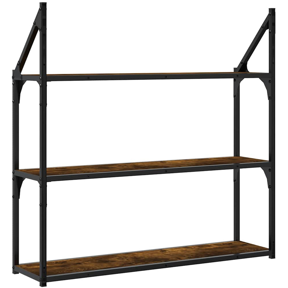 vidaXL 3 Shelf Smoked Oak Wall Shelf Image 5