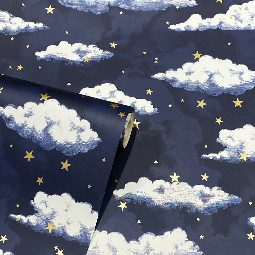Arthouse Stars and Clouds Navy Blue Wallpaper Image 2