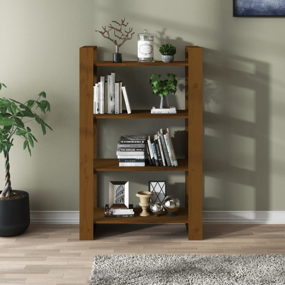 vidaXL 4 Shelf Honey Brown Bookcase Image 7