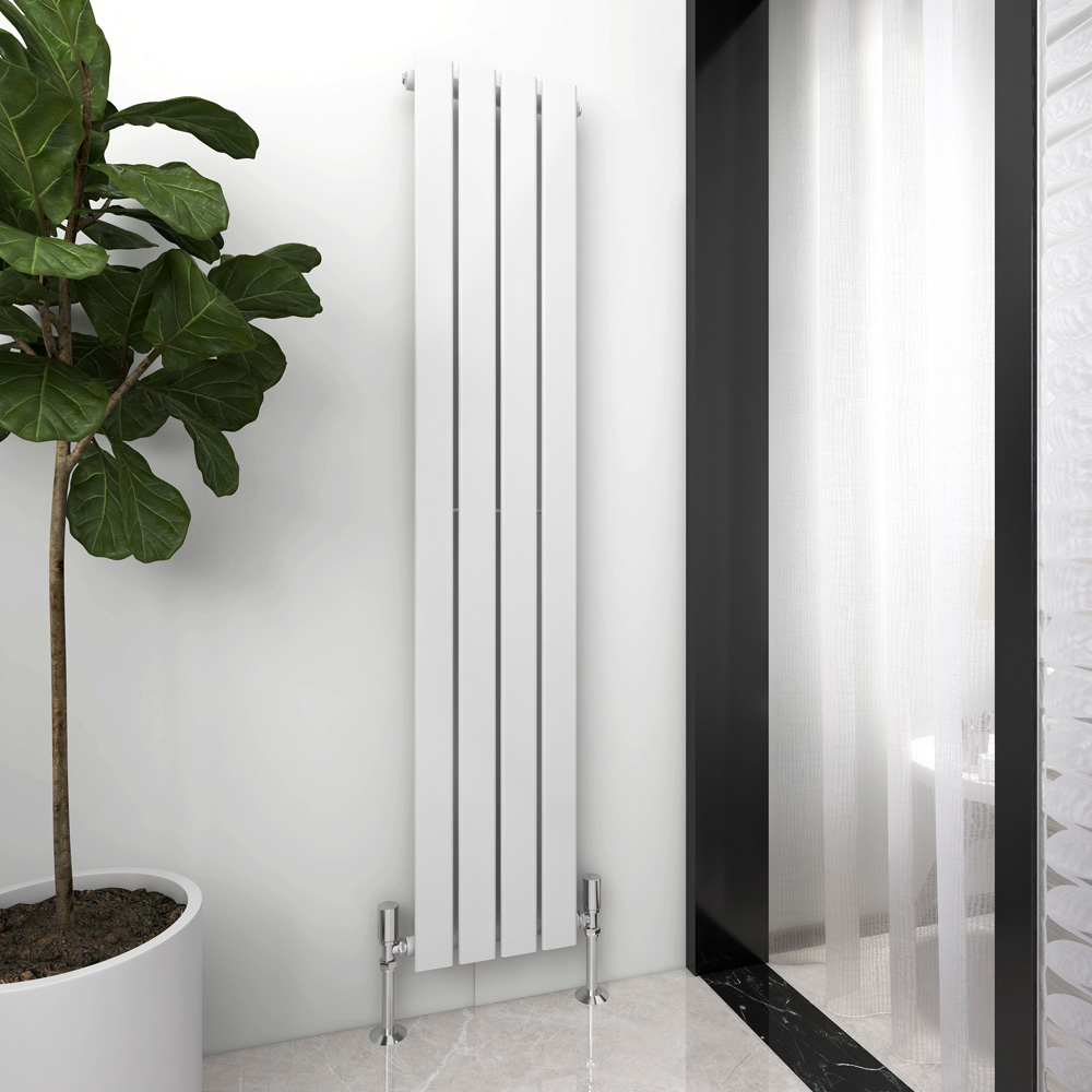 White 1761 BTU Single Flat Panel Vertical Column Radiator 1600 x 272mm Image 2