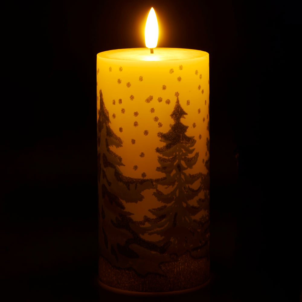 Wilko LED Tree Scene Wax Pillar Candle Image 2