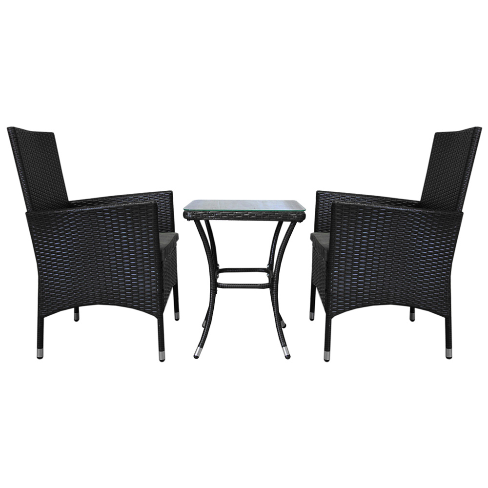 Monster Shop Jardi Rattan Effect 2 Seater Bistro Set Black Image 3