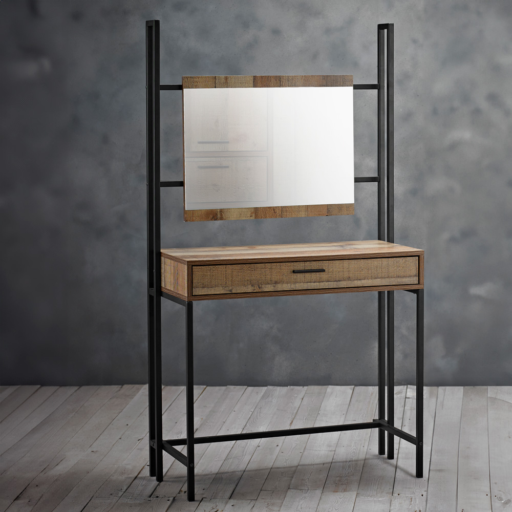 Hoxton Oak Effect Dressing Table and Mirror Image 1