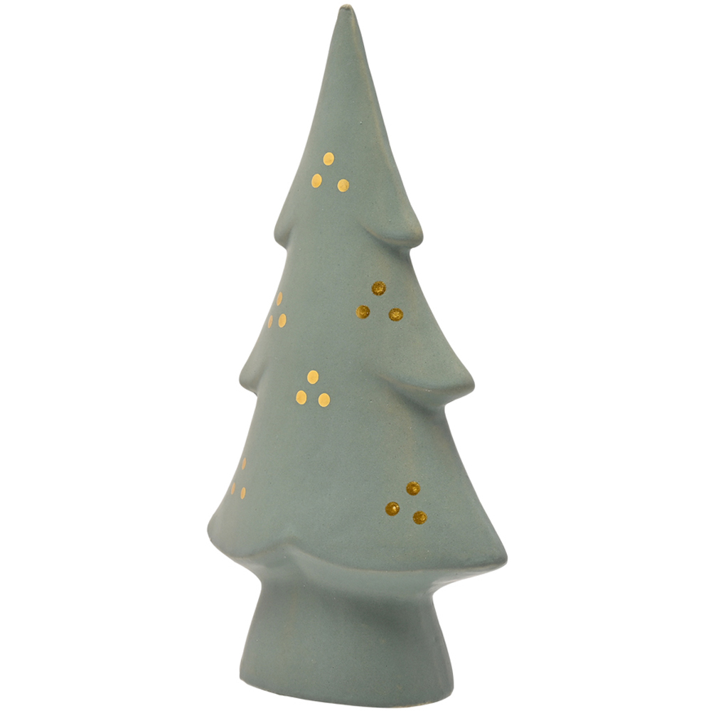 The Seasonal Gift Co. Green and Gold Porcelain Light Up Christmas Tree Decoration 21cm Image 2