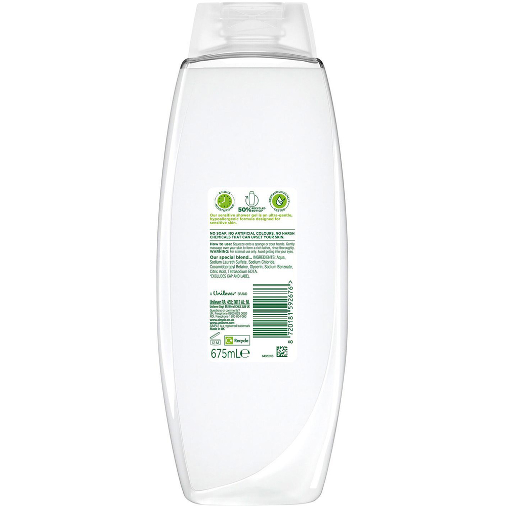 Simple Kind to Skin Hypoallergenic Sensitive Shower Gel 675ml 6 Pack Image 3