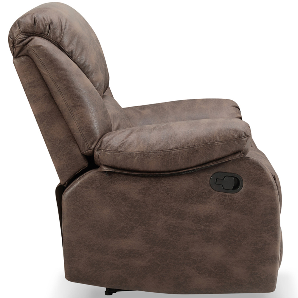 Home Detail Enoch Single Seater Brown Faux Leather Manual Recliner Sofa Image 4