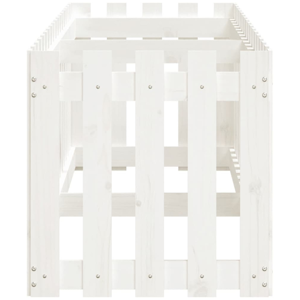vidaXL White Solid Pine Wood Fence Design Raised Garden Bed 50 x 200 x 50cm Image 5