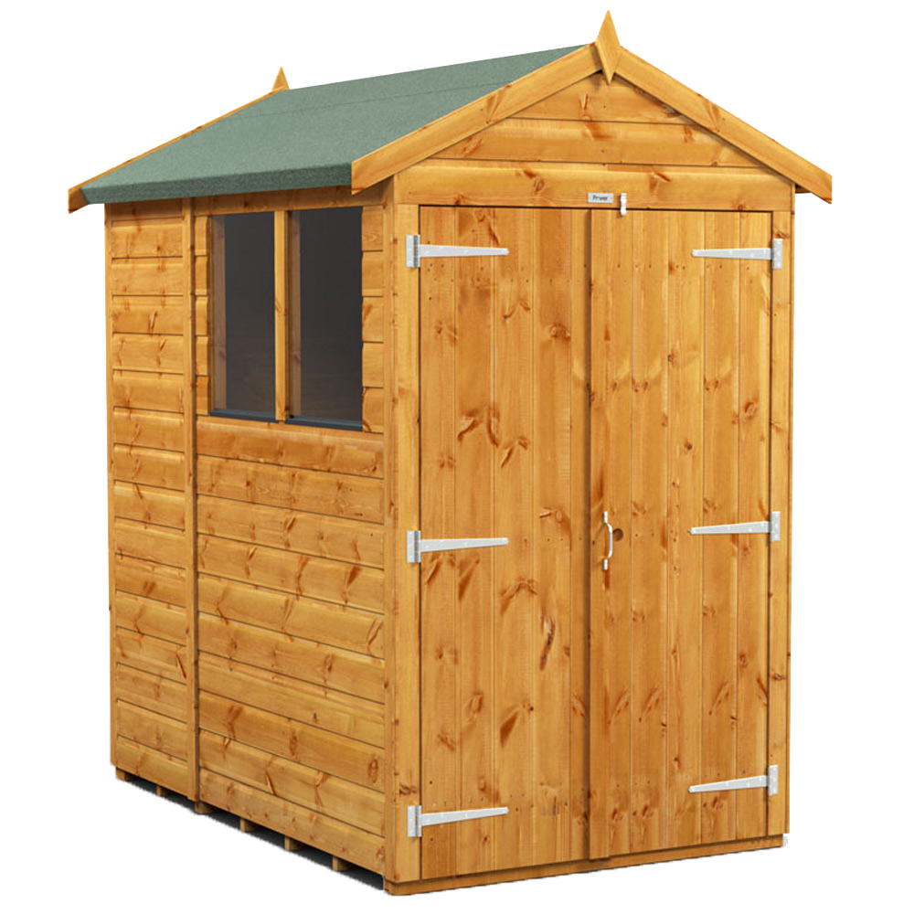 Power Sheds 6 x 4ft Double Door Apex Wooden Shed with Window Image 1