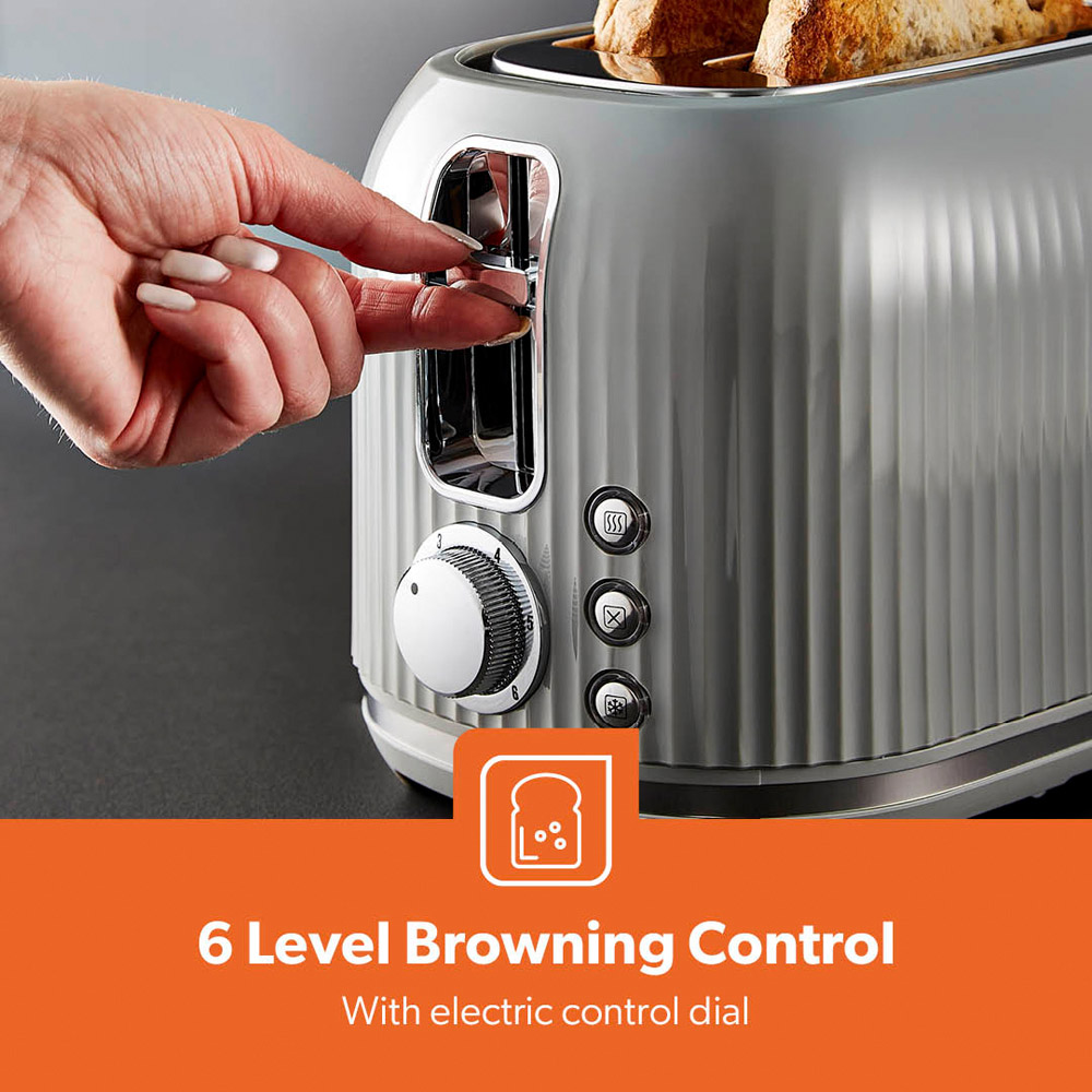Geepas GBT36558UK-GR Grey Fluted 2 Slice Toaster 1000W Image 5