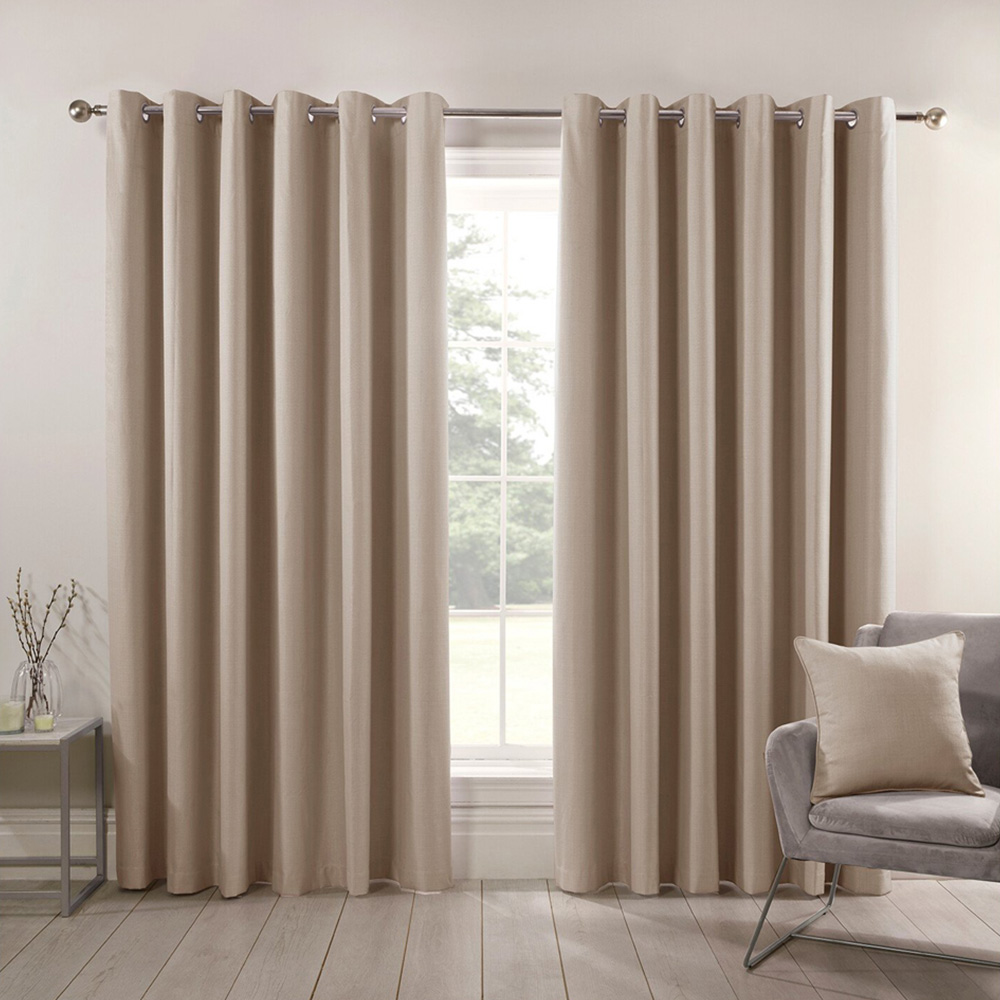 Divante Hoxton Natural Blackout Eyelet Curtains 229 x 168cm Image 2