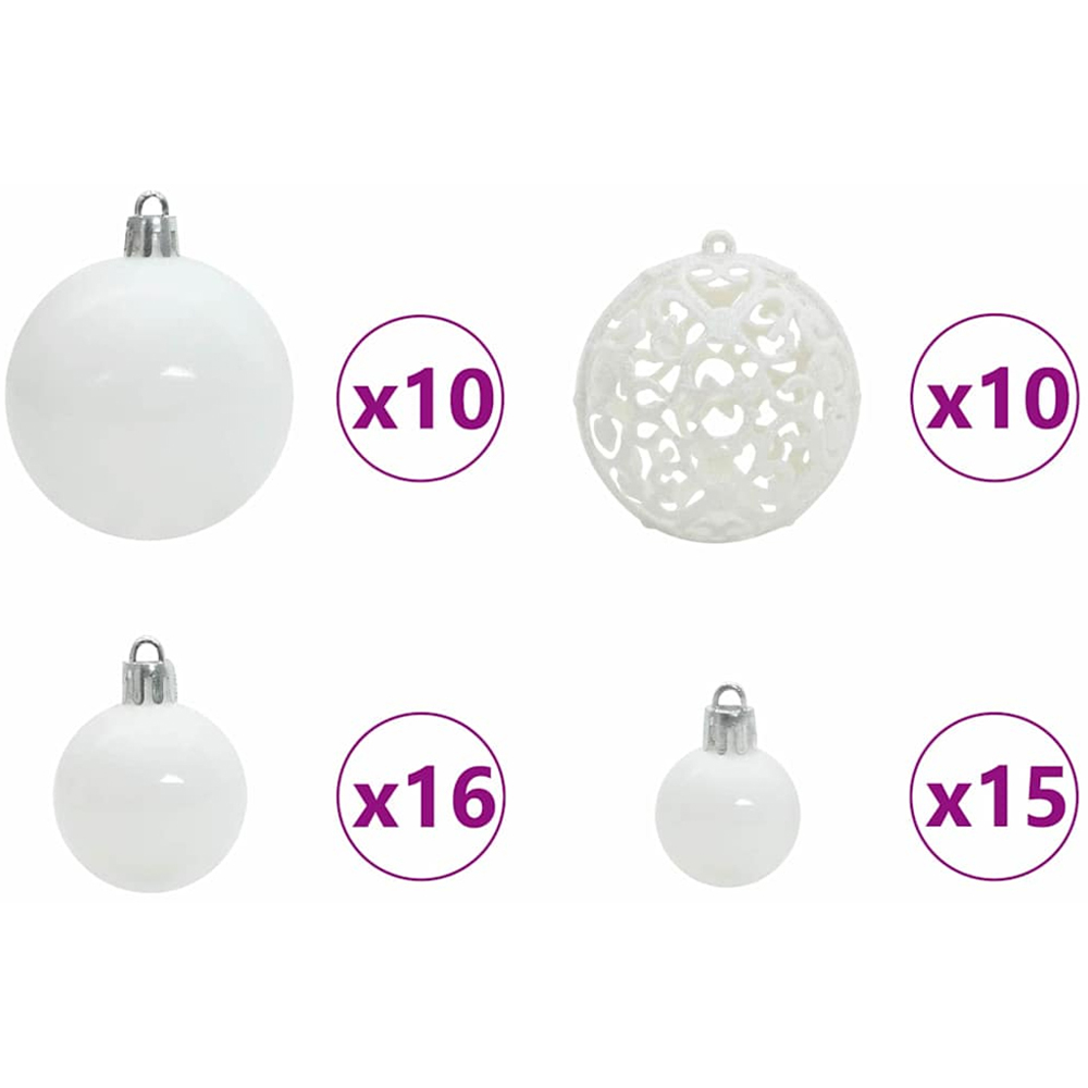 vidaXL Pre-Lit White Baubles Artificial Snow Flocked Christmas Tree 8ft Image 9