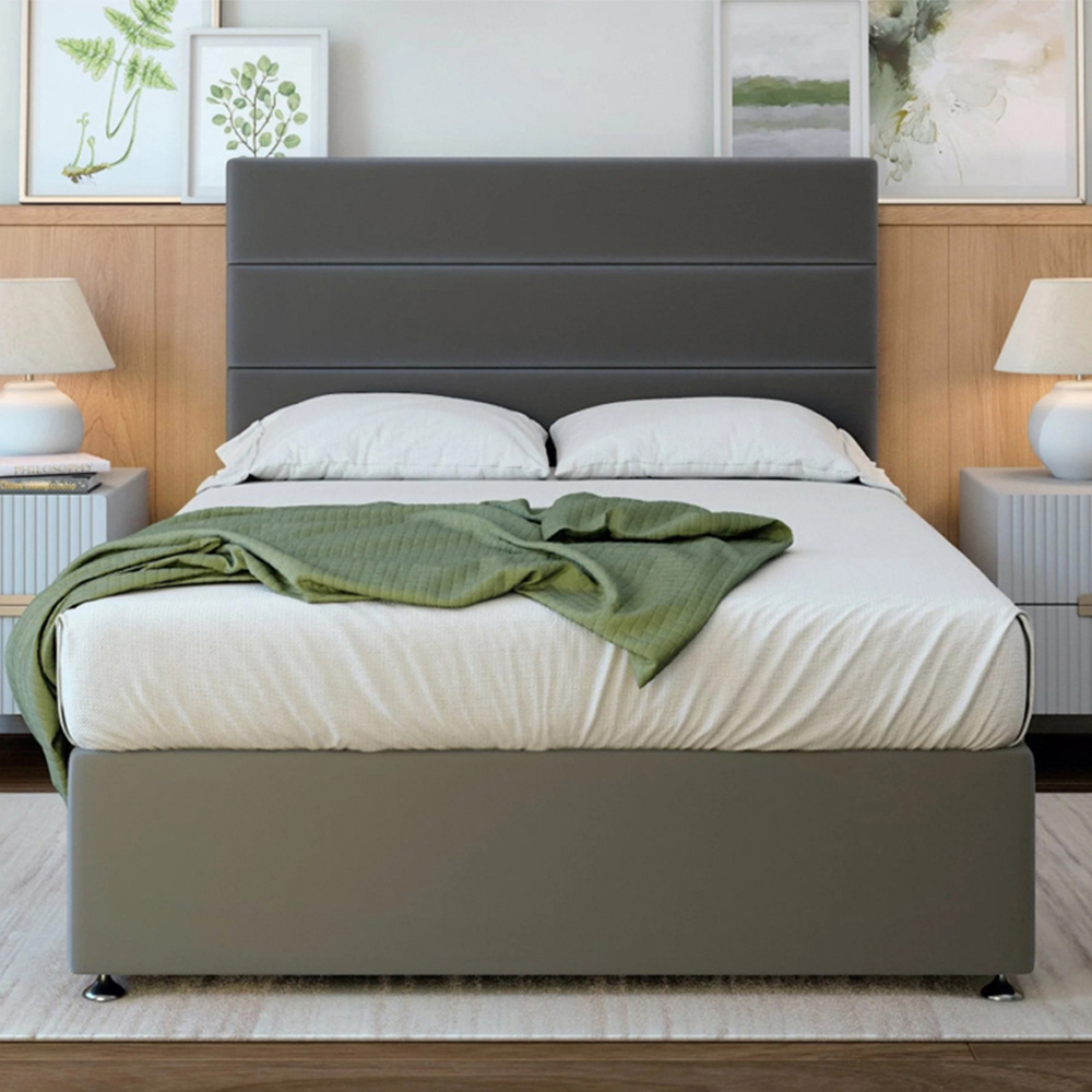 Bedmaster Super King Size Graphite Plush 2 Drawer Velvet Divan Base Image 1
