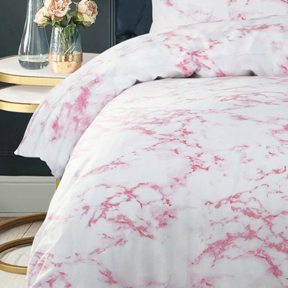 Velosso King Size Pink Marble Effect Duvet Set Image 3