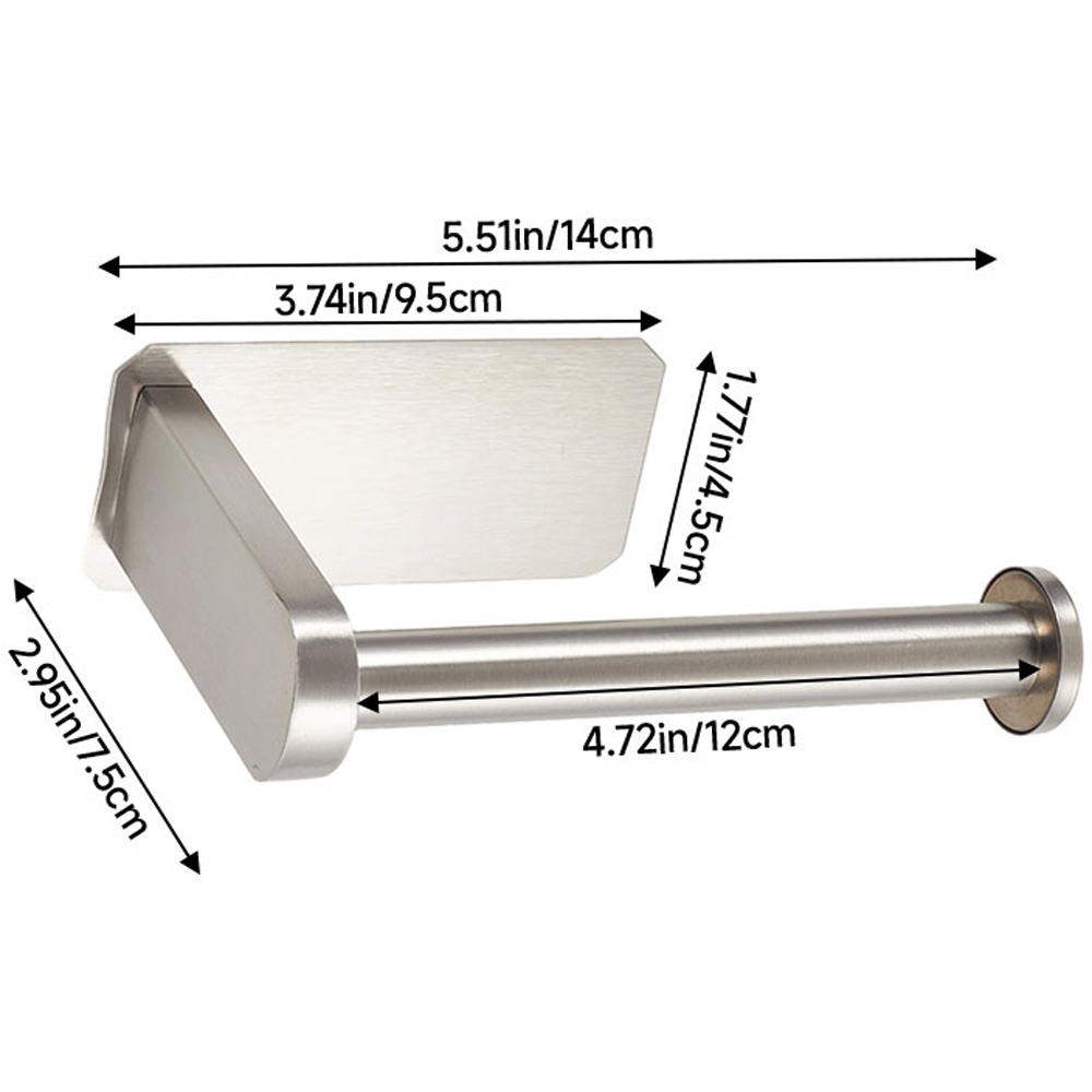Living and Home Silver Self-Adhesive Stainless Steel Toilet Roll Holder 14cm Image 8