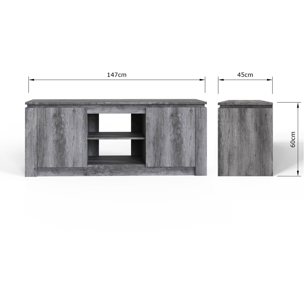GFW Canyon 2 Door 2 Open Shelf Charcoal Grey Wide TV Unit Image 9