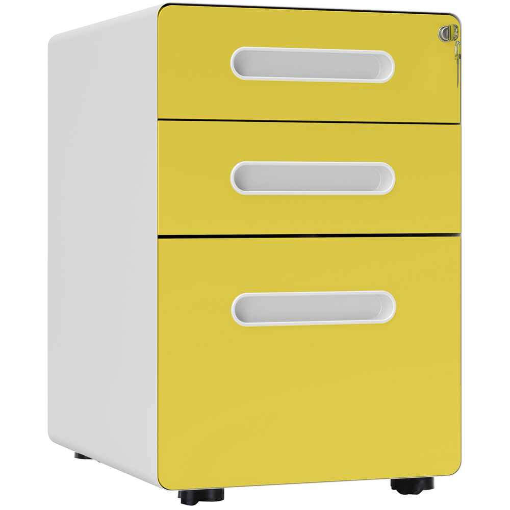 Portland 3 Drawer Yellow File Storage Cabinet Image 2