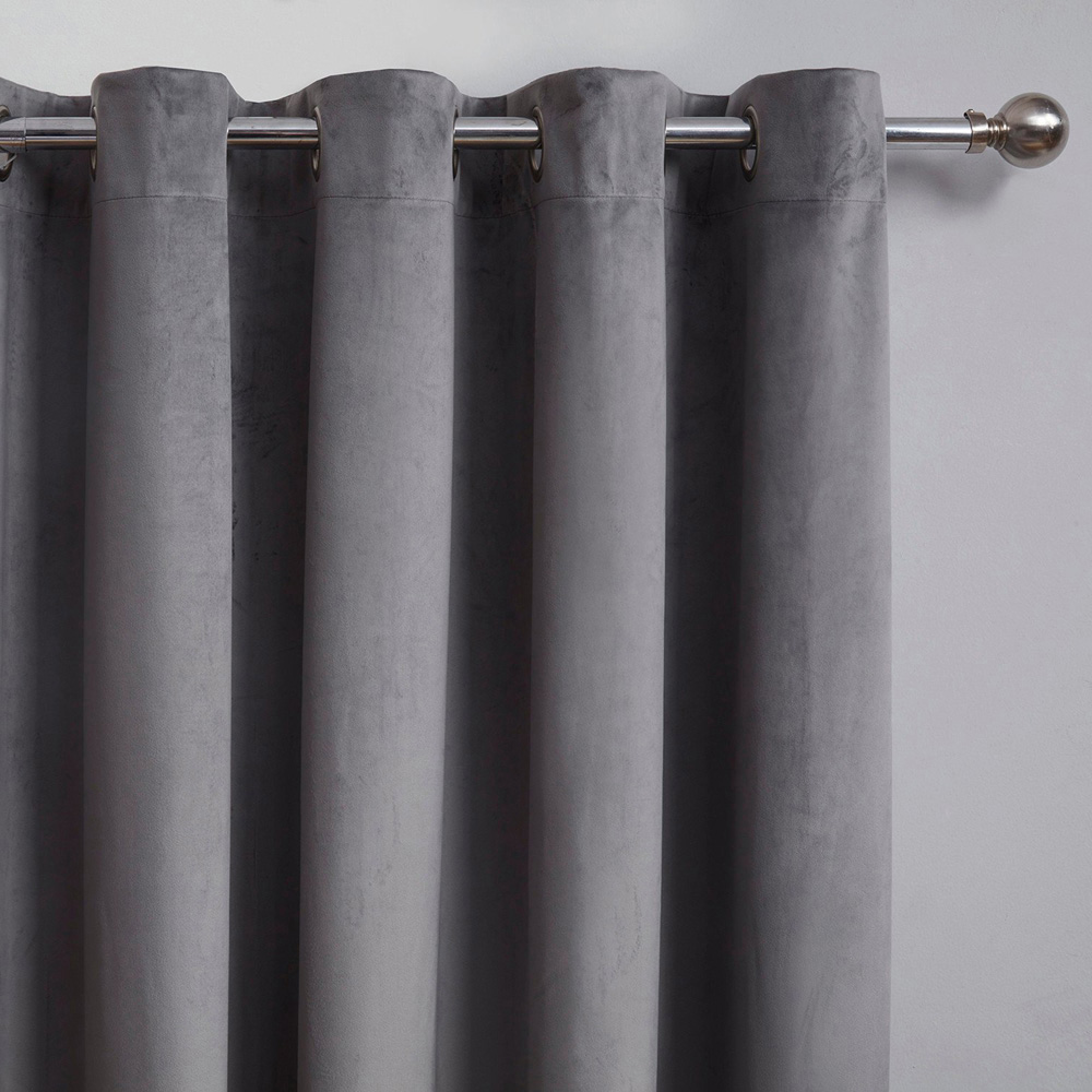 Divante Vermont Charcoal Velvet Blackout Curtains 168cm Image 3