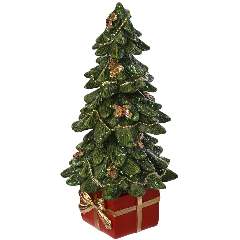 The Seasonal Gift Co Regal Tidings Christmas Tree and Present Decoration 18cm Image 2