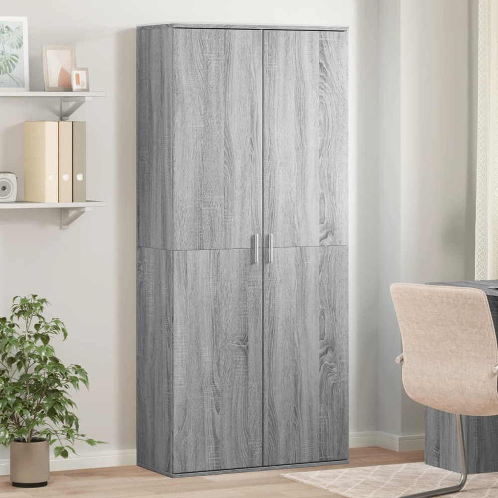 vidaXL 2 Door Grey Sonoma Oak High Cabinet Image 1