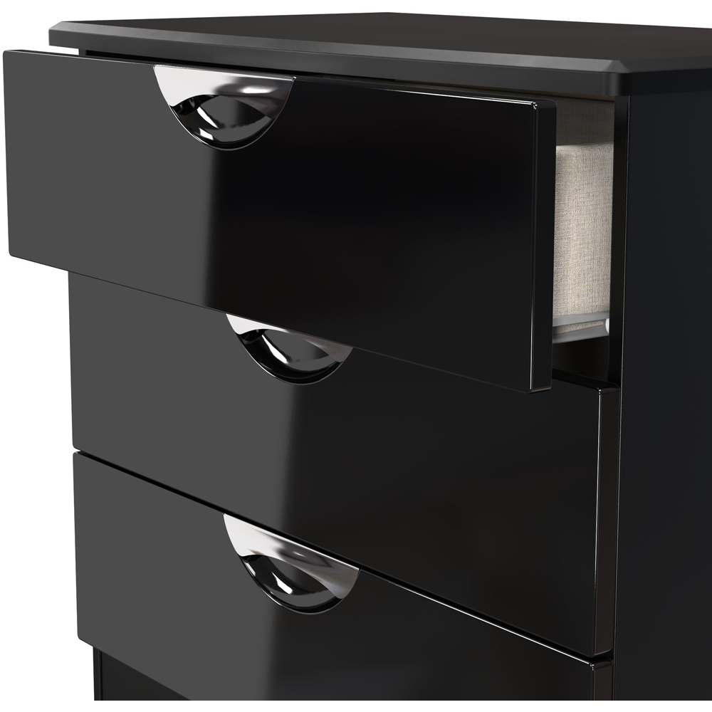 Crowndale Camden 3 Drawer Black Gloss and Black Chest of Drawers Ready Assembled Image 6