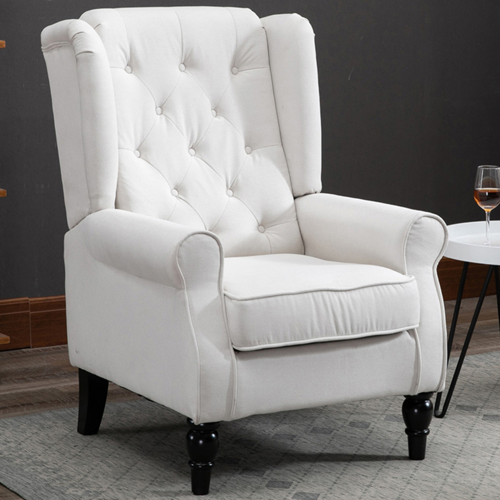 White wingback accent shop chair