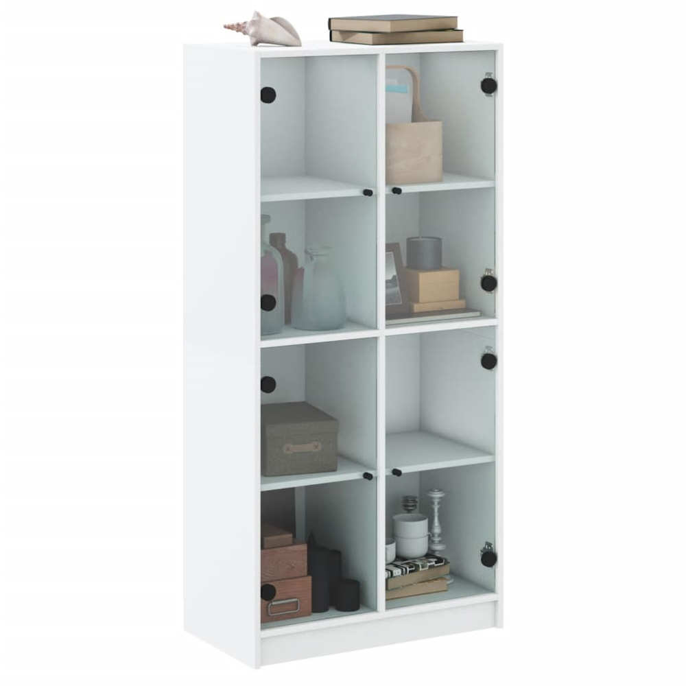 vidaXL 2 Glass Door 8 Shelf White Highboard Image 5