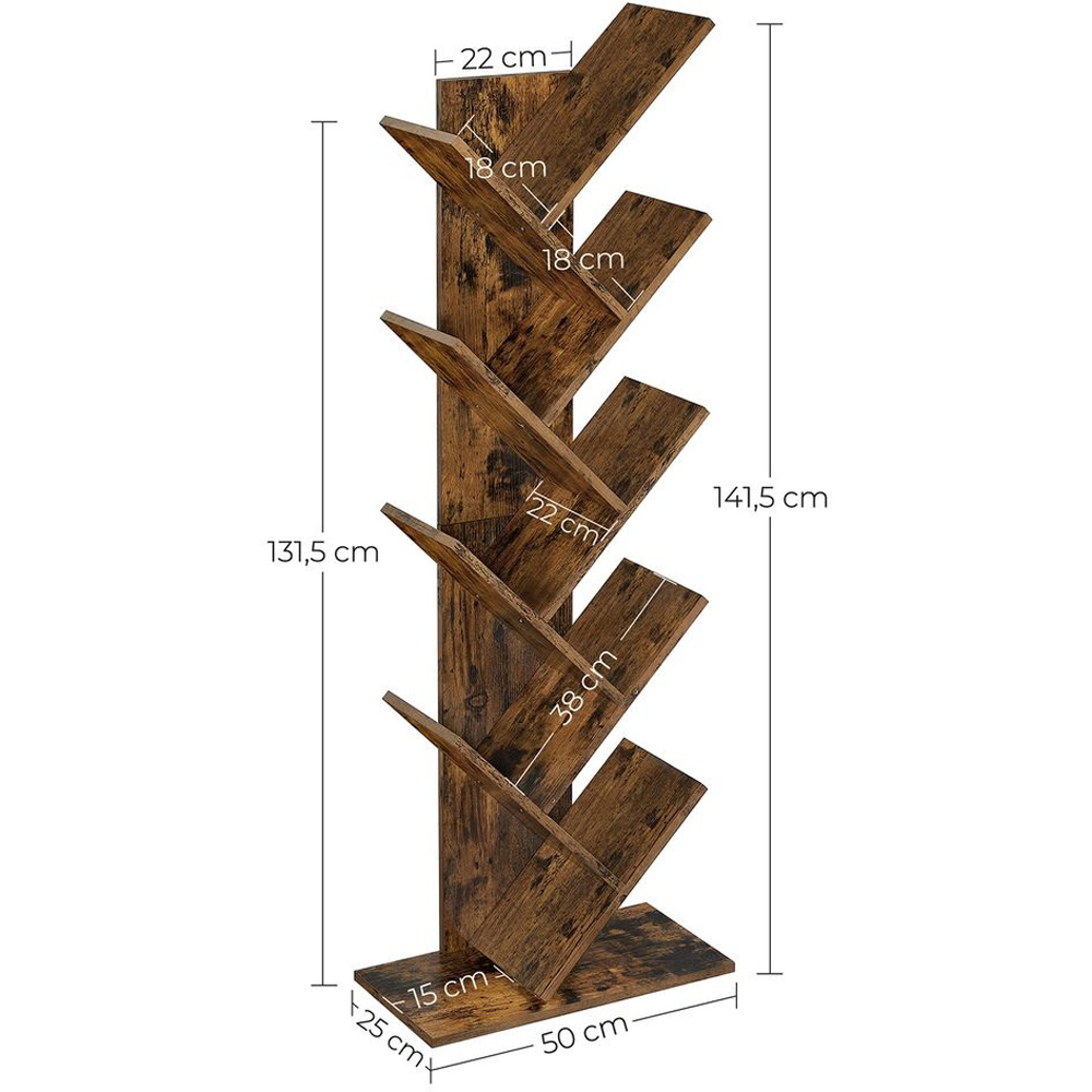 Modcraft 8-Tier Rustic Brown Free-Standing Tree Bookshelf Image 6