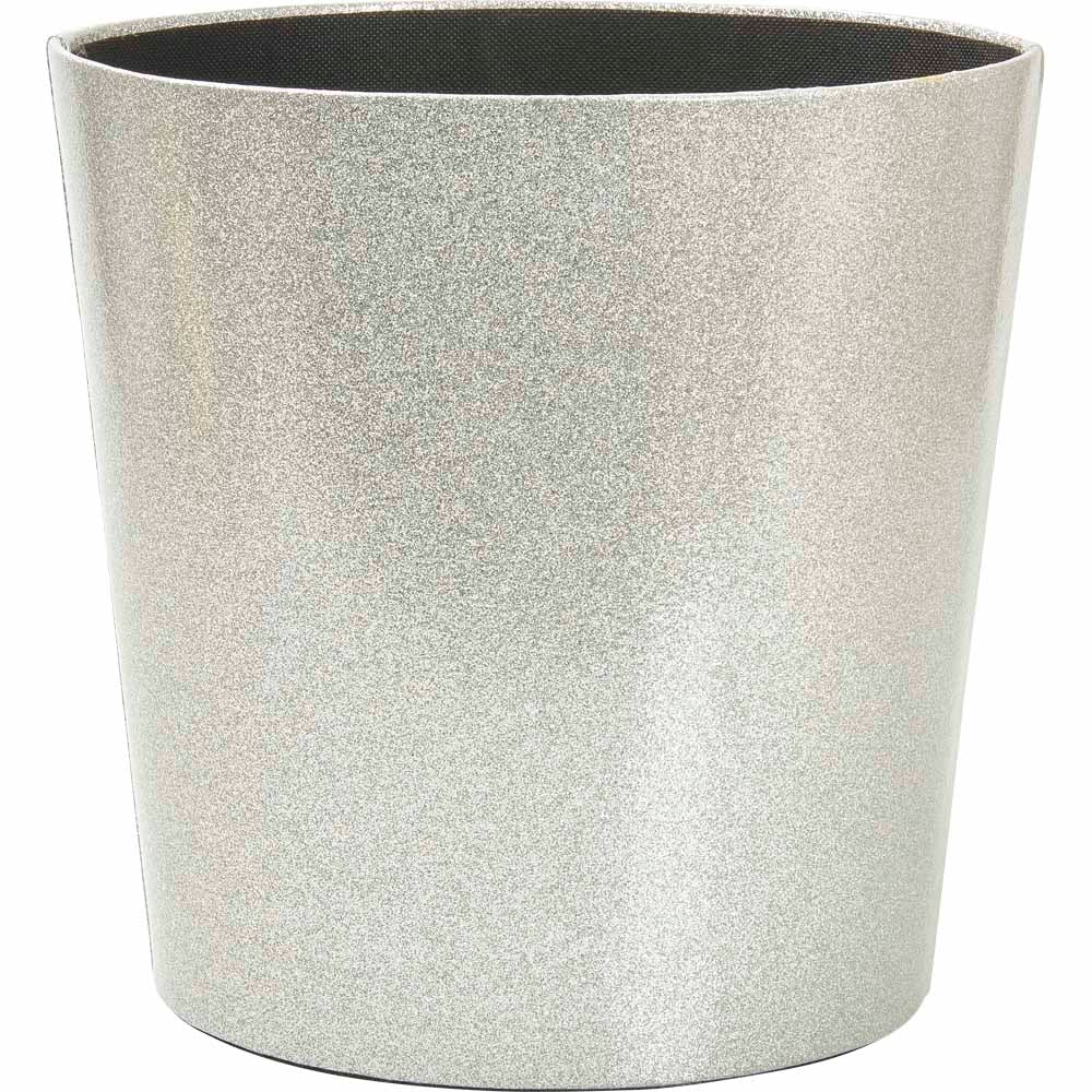 Wilko Silver Glitter Fabric Waste Bin Image