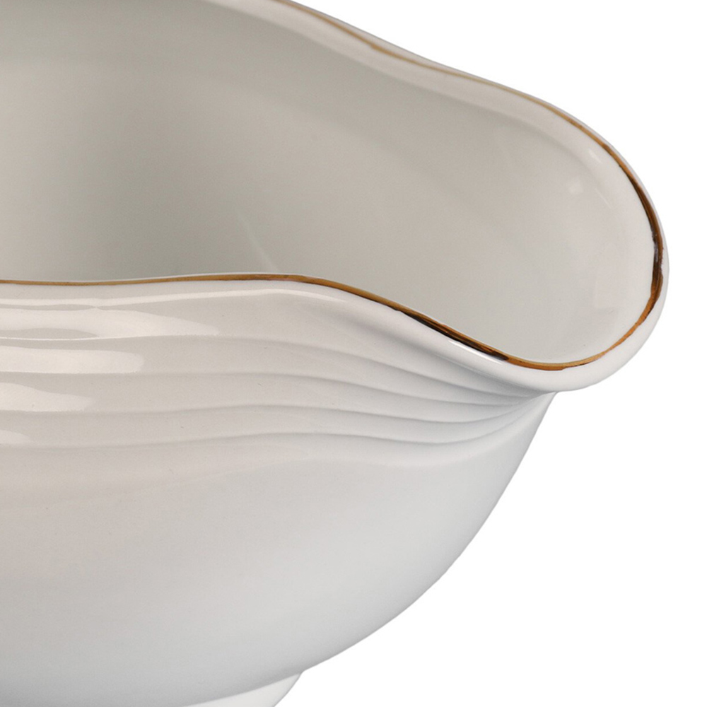 Parisa Embossed White Gravy Boat Image 3