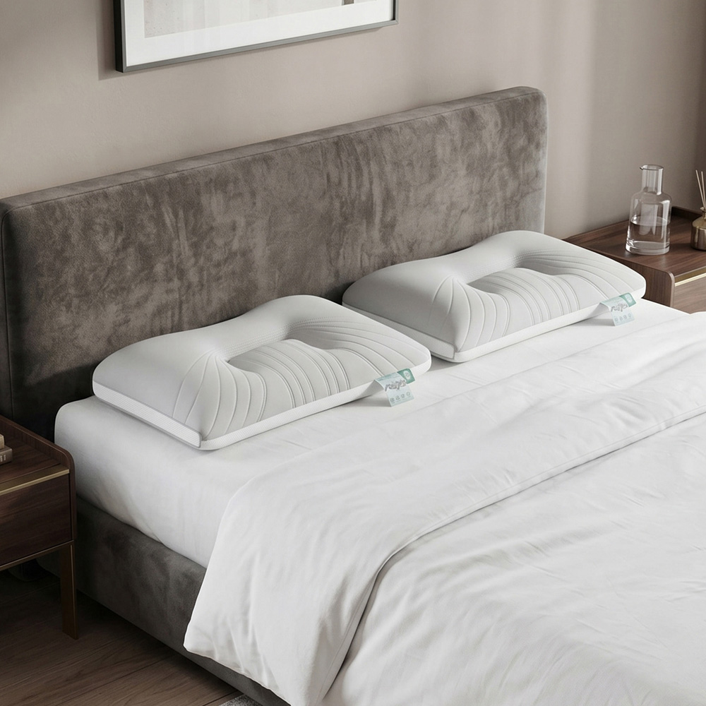 Living and Home Grey Quilted Cooling Supportive Pillow Insert 74 x 48cm 2 Pack Image 8