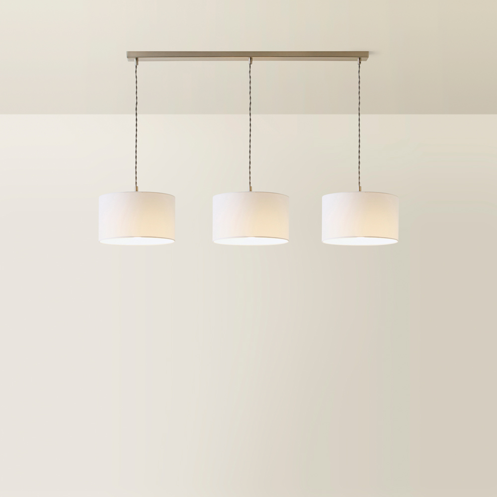 ValueLights Reni White Drum Shade 3 Drop Bar Chrome Diner LED Ceiling Pendant Light Image 5