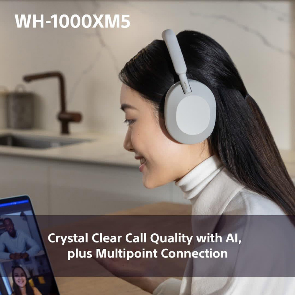 Sony WH-1000XM5 Silver Noise Cancelling Wireless Over Ear Headphones Image 8