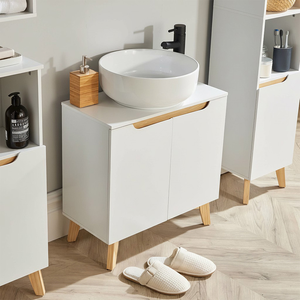 Home Source Florence 2 Door White Under Sink Cabinet Image 3