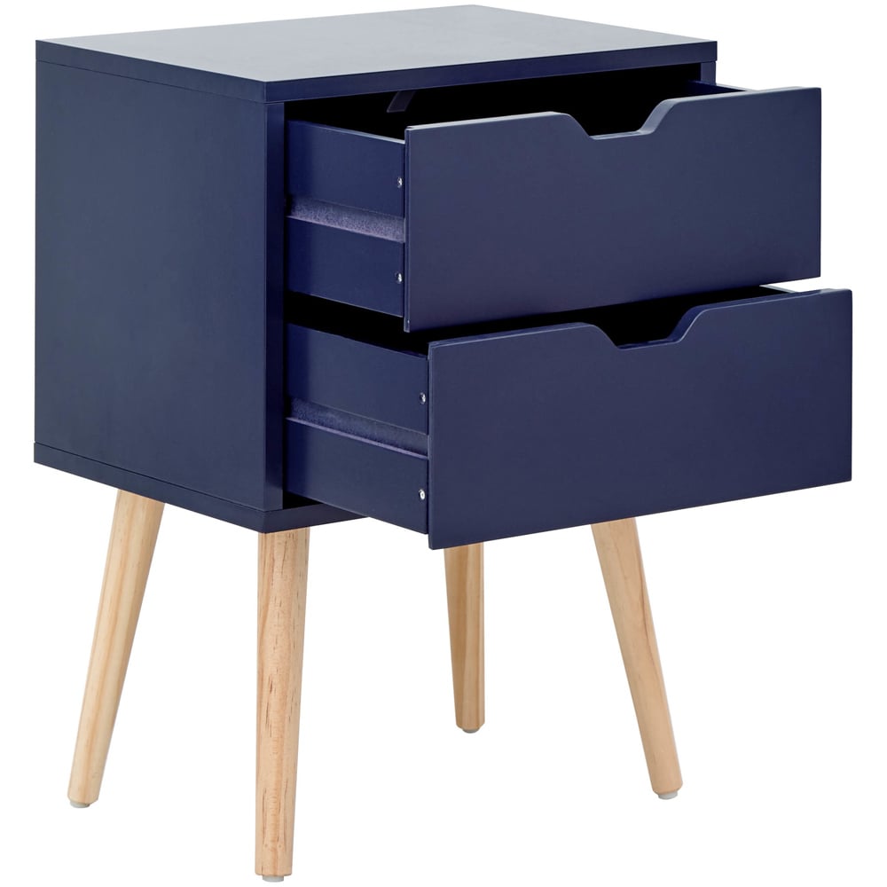 GFW Nyborg 2 Drawer Nightshadow Blue Bedside Table Image 4