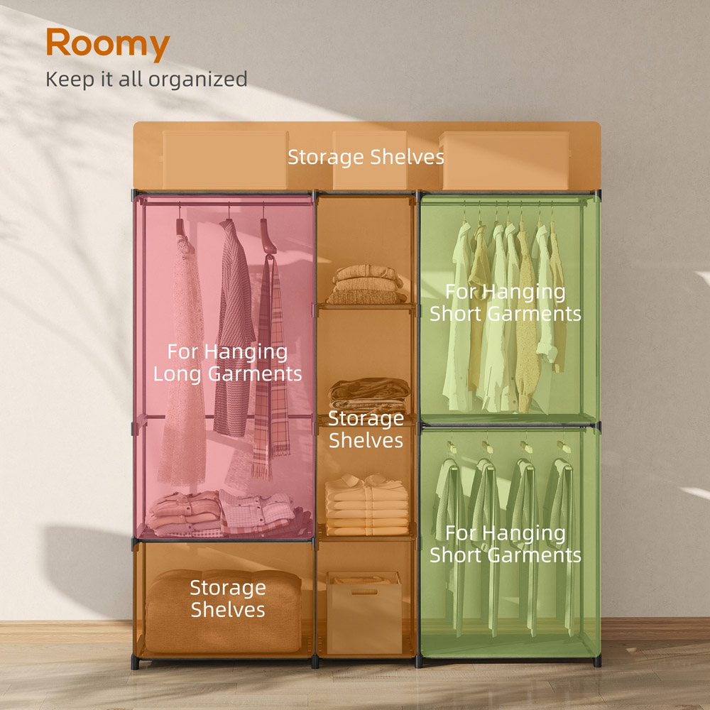 HOMCOM 8 Shelves Black Open Portable Clothes Rack Image 6