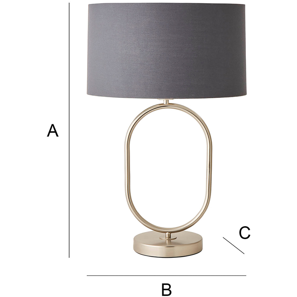 ValueLights Antonia Charcoal with Chrome Drum Shade Brushed Chrome Oval LED Table Lamp Image 7