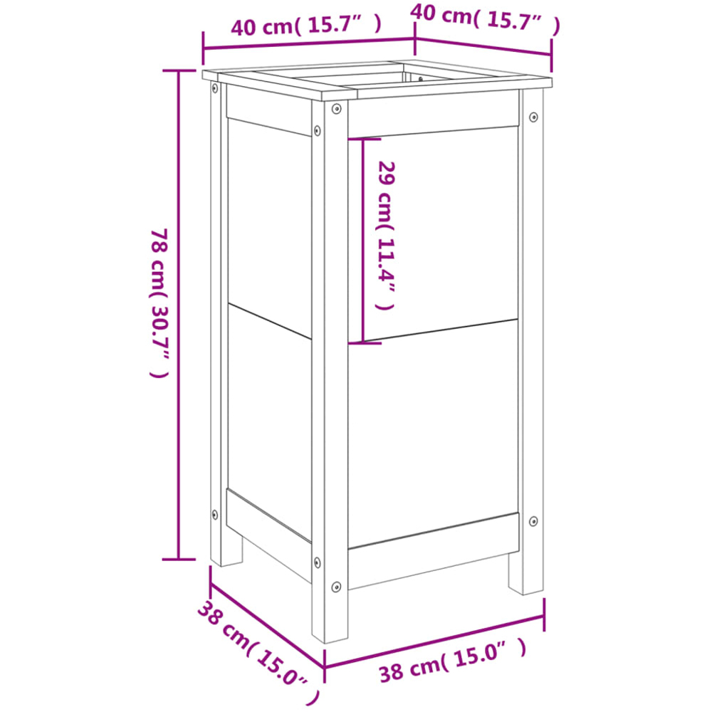 vidaXL White Solid Pine Wood Tall Garden Planter 78 x 40 x 40cm Image 9