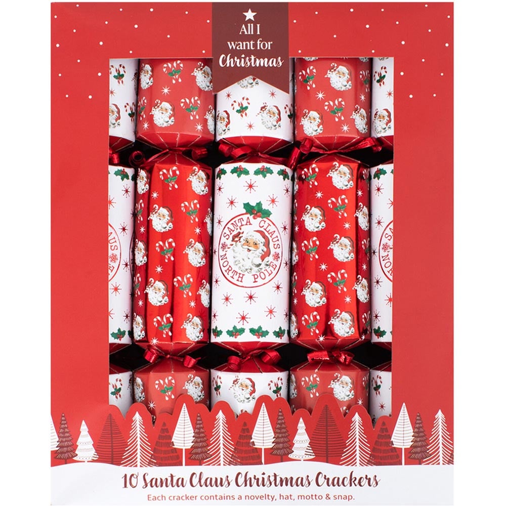 Pack of 10 Santa Claus Crackers - Red and White Image 1