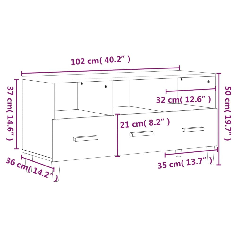 vidaXL 3 Drawer 3 Shelf Concrete Grey TV Cabinet Image 9