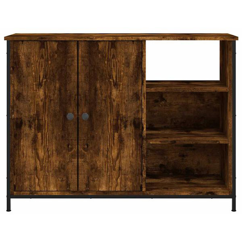 vidaXL 2 Door 3 Shelf Smoked Oak Sideboard Image 4