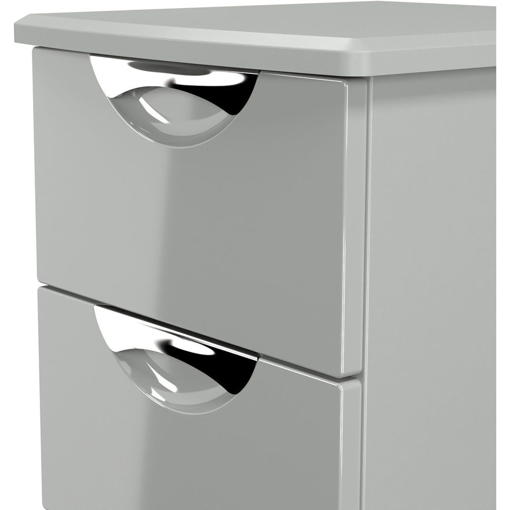 Crowndale Camden 2 Drawer Grey Gloss and Dusk Grey Compact Bedside Cabinet Ready Assembled Image 5