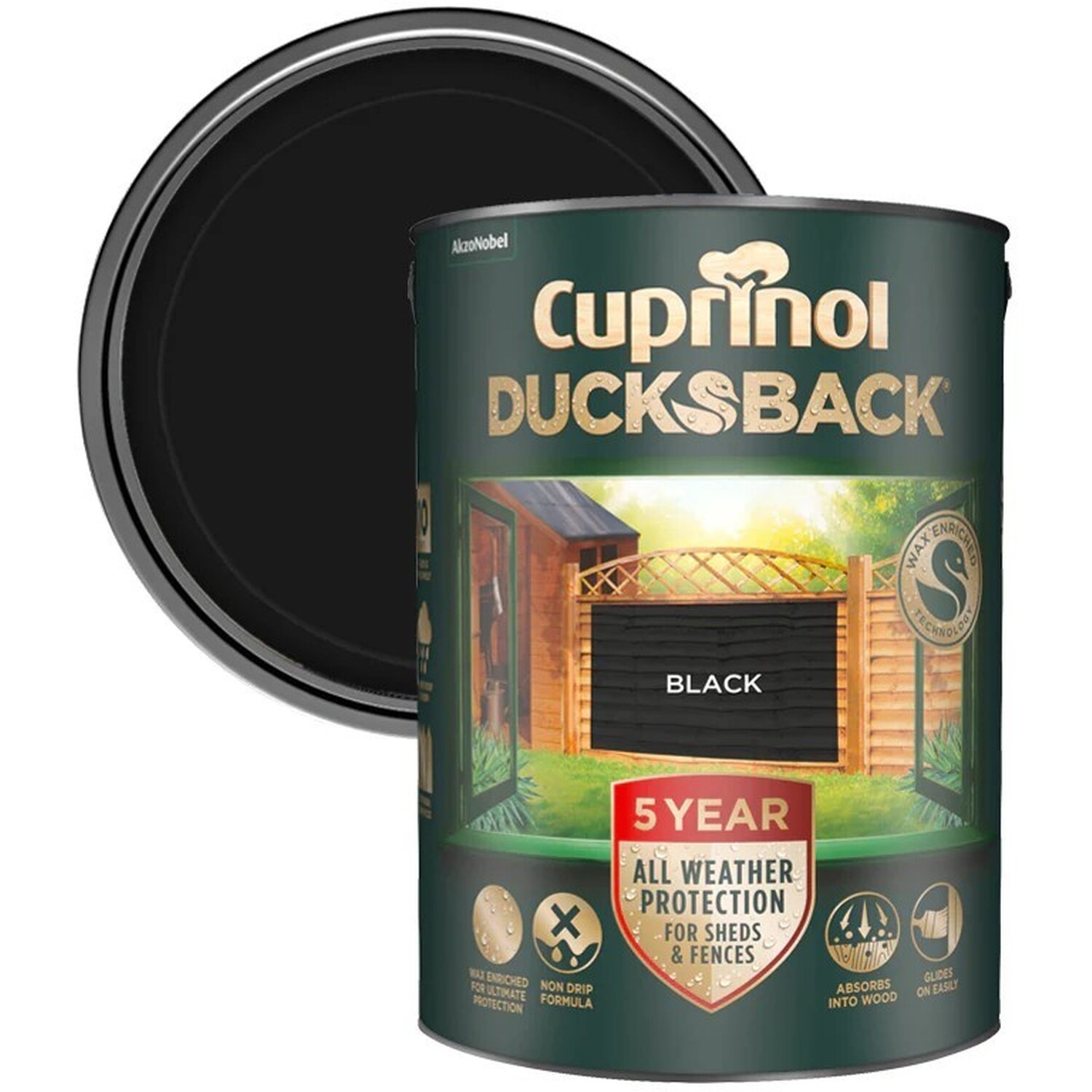 Cuprinol Ducksback Timbercare Paint Black 5L Image 1