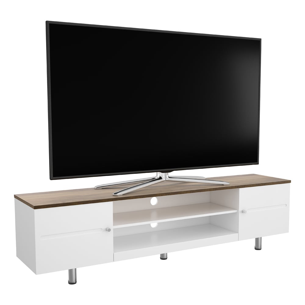 AVF Whitesands 2 Door 2 Shelf Satin White TV Unit Image 3