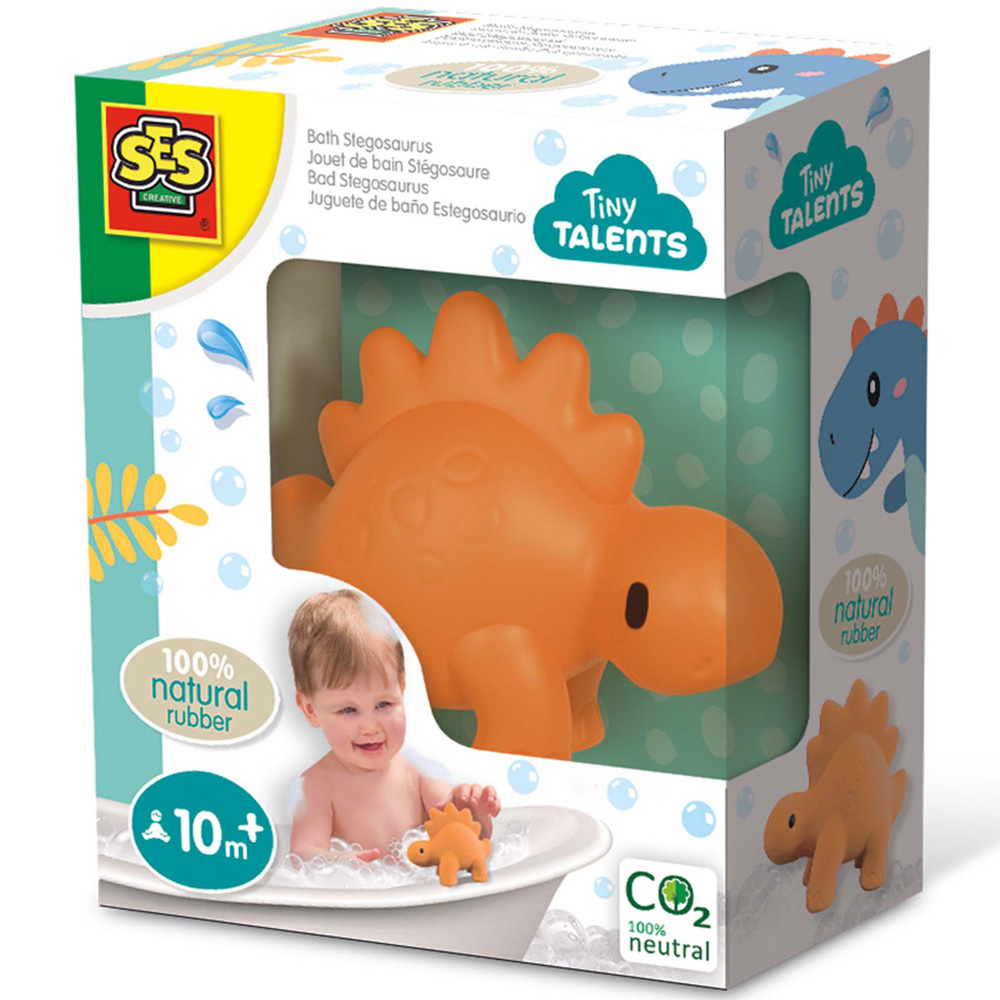 SES Creative Tiny Talents Stegosaurus Natural Rubber Bath Toy Image 2